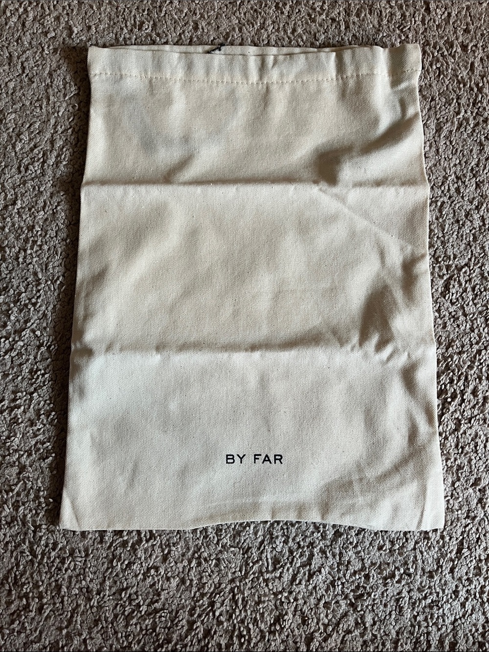BY FAR Canvas Logo Dust Pouch in Cream